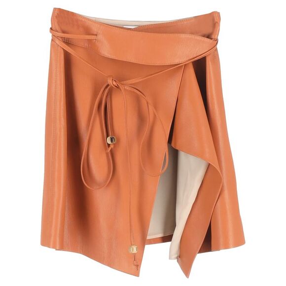 Nanushka Sekoya Mini wrap Skirt in Brown Leather